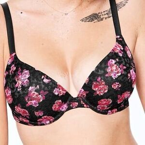 Victoria's Secret PINK Floral Lace Padded Cups Wear Everywhere Push Up Bra 36DD